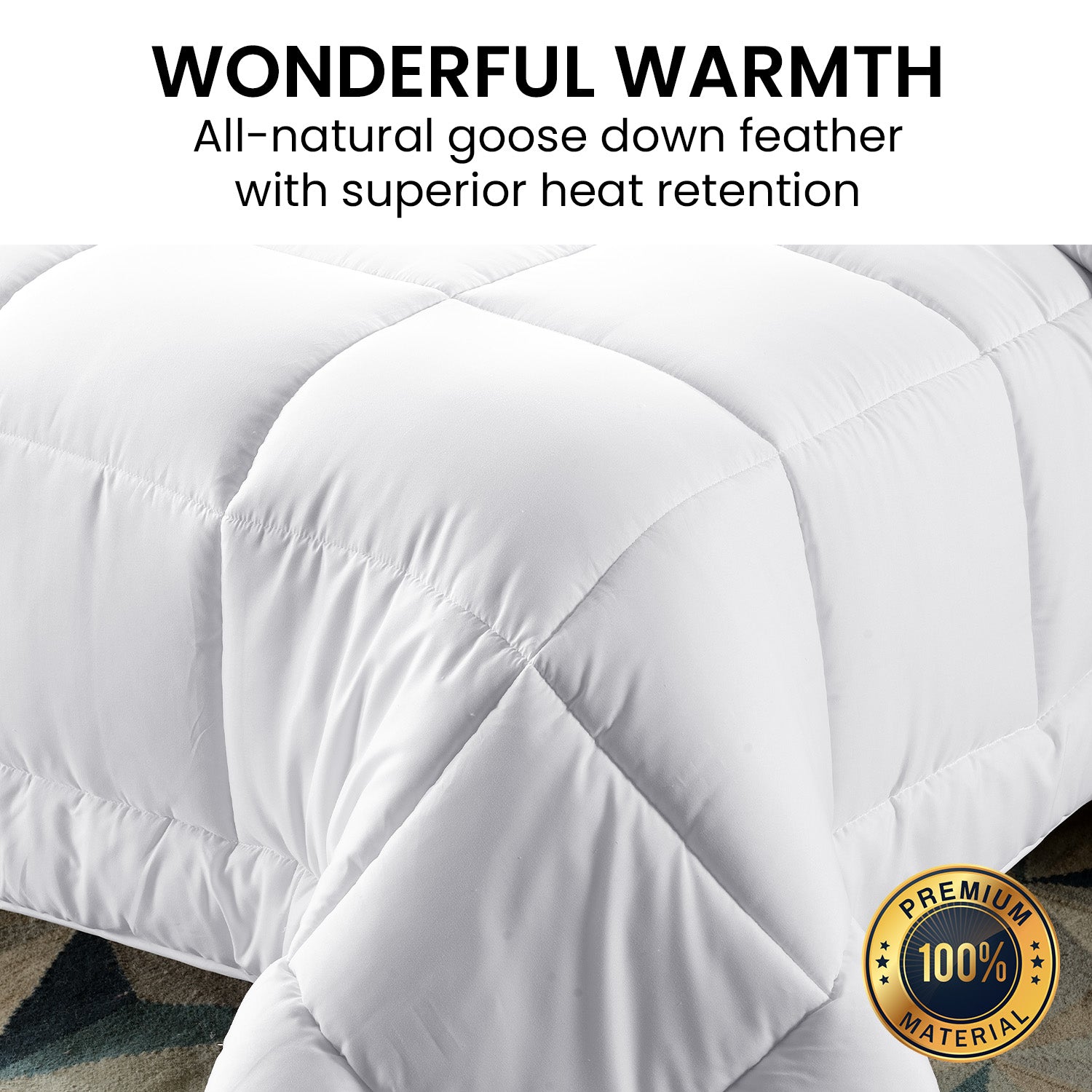 Laura Hill 500GSM Goose Down Feather Comforter in super king size, featuring a luxurious cotton cover and plush goose down filling.